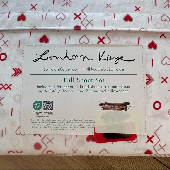 London Kaye Full Sheet Set Xoxo Valentine’s Day - Picture 2 of 3